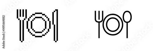 Creative representations of dining icons illustrating utensils and plates in minimalist styles