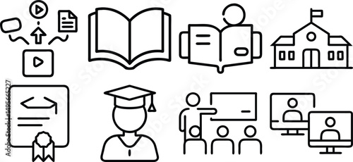 Science icons set – thin line, editable stroke vectors for physics, chemistry, biology research, sciences and laboratory education