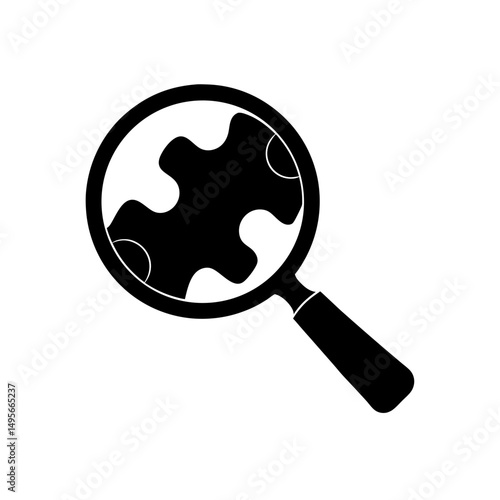 magnifier over puzzle piece   critical thinking ic