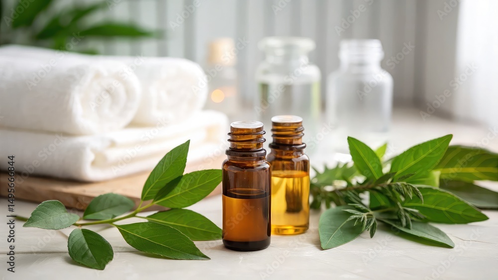 herb native herb essential oil. A serene spa setting featuring essential oil bottles, fresh leaves, and soft towels, promoting relaxation and wellness. herb native herb essential oil. A serene spa setting featuring essential oil bottles, fresh leaves, and soft towels, promoting relaxation and wellness.