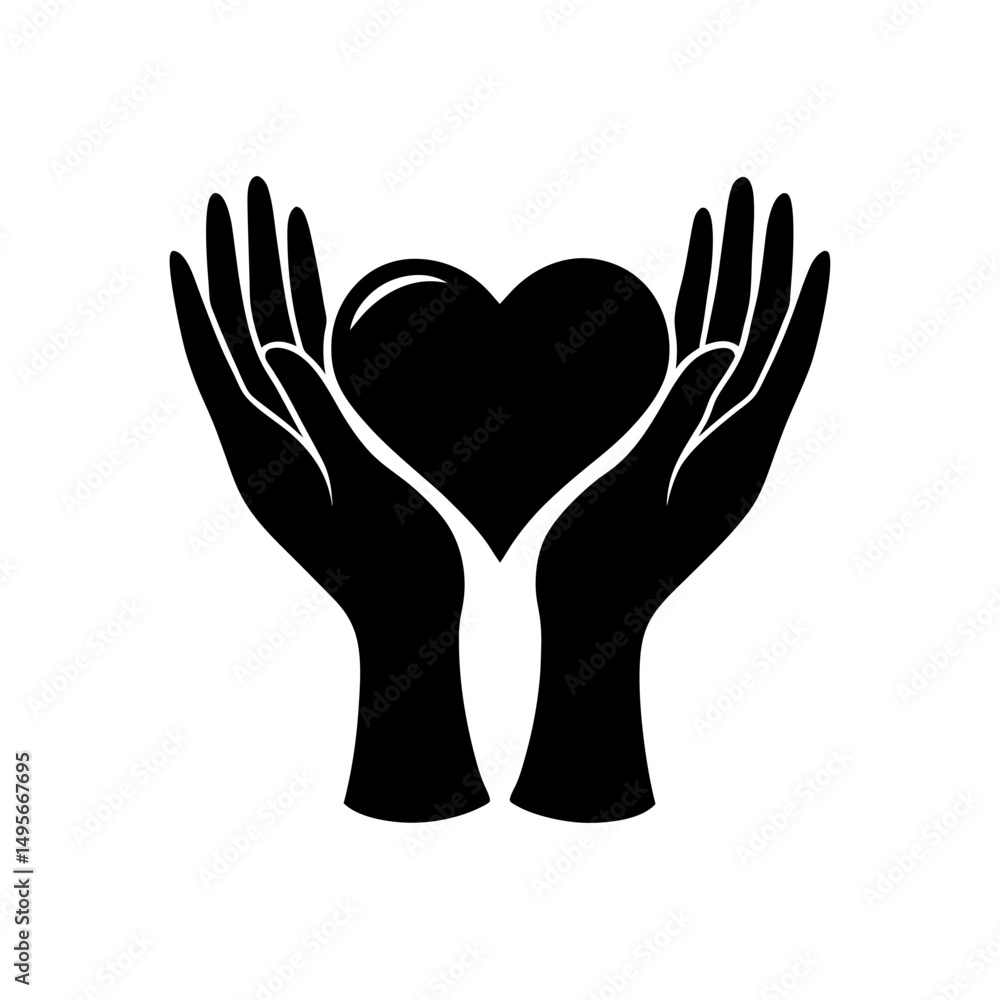 Obraz premium open hands with heart care or support symbol 