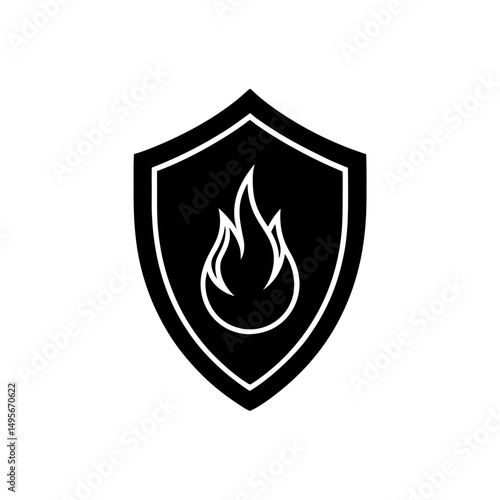 shield with flame symbol   fireproof or protection.svg