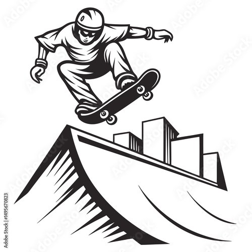 Skateboarder Air Trick Urban Park