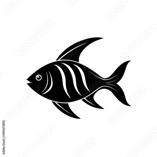 single fish with gradient fins   ocean life icon