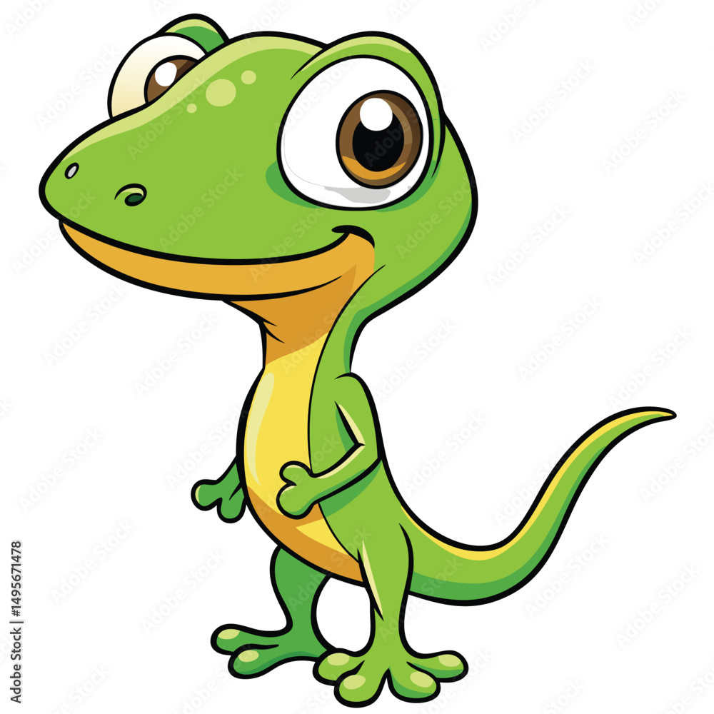 Fototapeta premium Bashful anole lizard on white background illustration