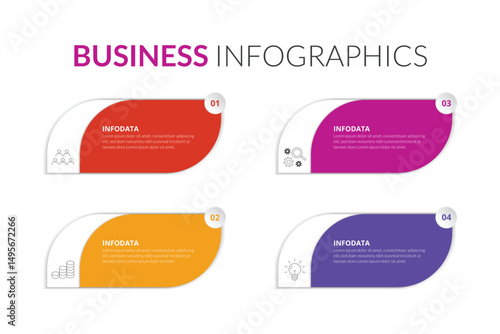 4 steps data infographics square tab paper index template. Vector illustration abstract background