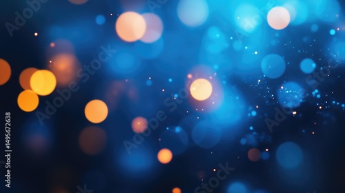 Abstract Blue bokeh blur background. Sparkling blue dust abstract luxury decoration background.