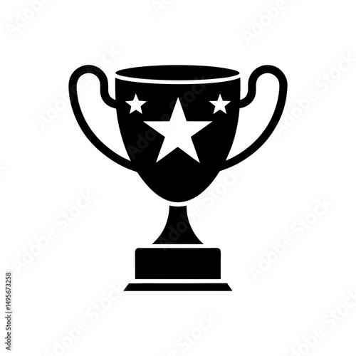 trophy with stars   achievement or victory icon 