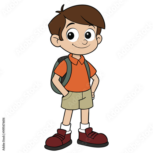 Cartoon boy with backpack vector illustration