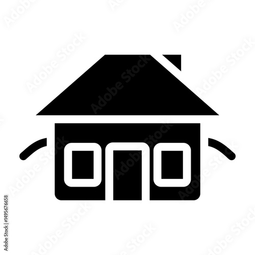 Bungalow Line Icon Style
