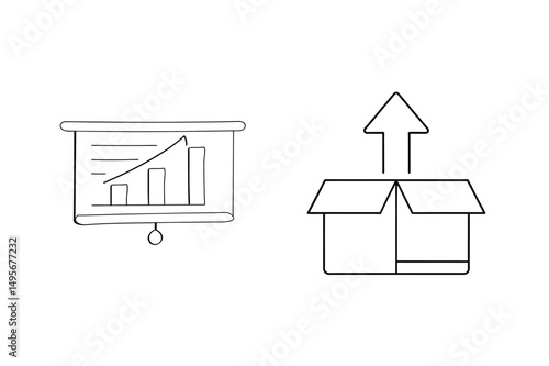 Illustrated business concept of growth, analysis, and unboxing success strategy