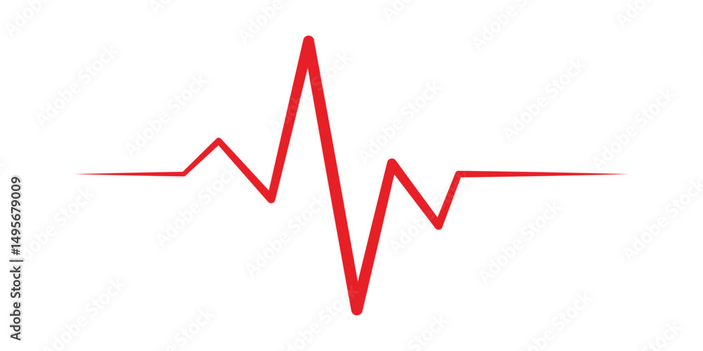 Hearbeat red line. Vector isolated illustration. Abstract wave. Pulse red vector trace. EKG cardio line red symbol. Medical and Healthy concept vector symbol Hearbeat red line. Vector isolated illustration. Abstract wave. Pulse red vector trace. EKG cardio line red symbol. Medical and Healthy concept vector symbol