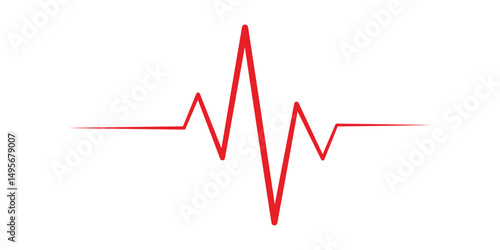Heartbeat red line. Vector isolated illustration. Abstract wave. Pulse red vector trace.  EKG cardio line red symbol. Medical and Healthy concept vector symbol