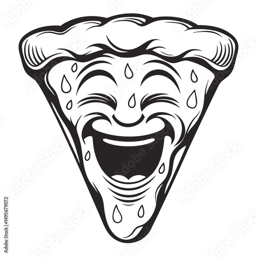 Laughing Sweaty Pizza Slice Cartoon