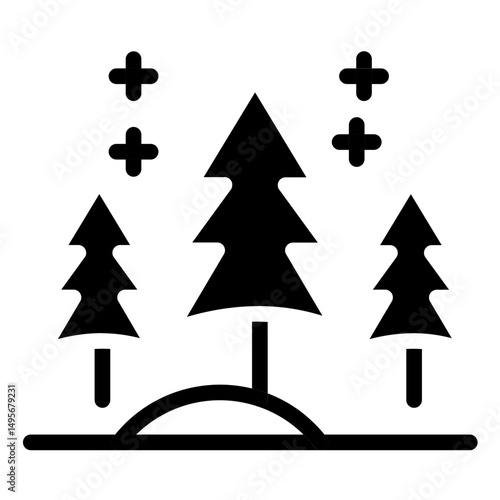 Snow Forest Line Icon Style