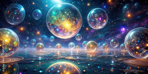 Obraz na płótnie A cosmic ocean of swirling nebulae and celestial spheres reflecting the infinite beauty of the universe w salonie