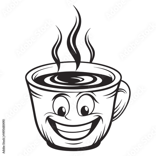 Happy Hot Coffee Cup Character