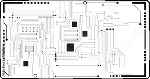 Abstract black circuit pattern on white technology futuristic background. Circuit technology background with hi-tech digital data connection system and computer electronic design