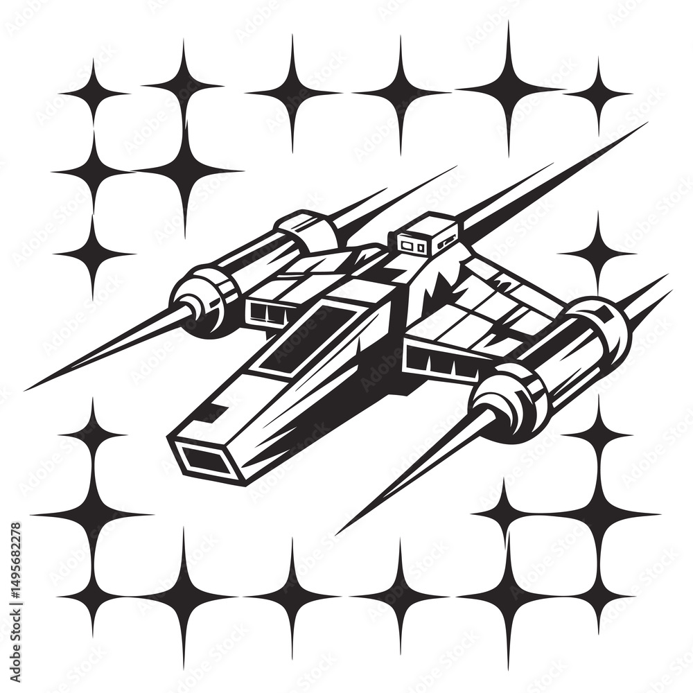 Obraz premium Space Fighter Ship Stars Background