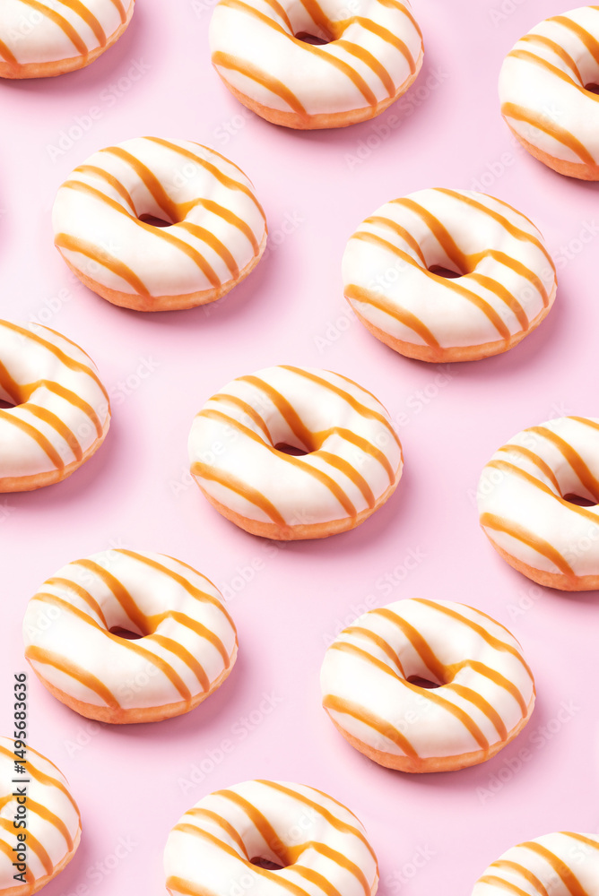 custom made wallpaper toronto digitalPattern of delicious glazed donuts on pastel pink background. Sweet treat or dessert concept