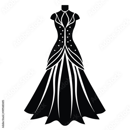 fashion designer element isolated couture outfit on white background