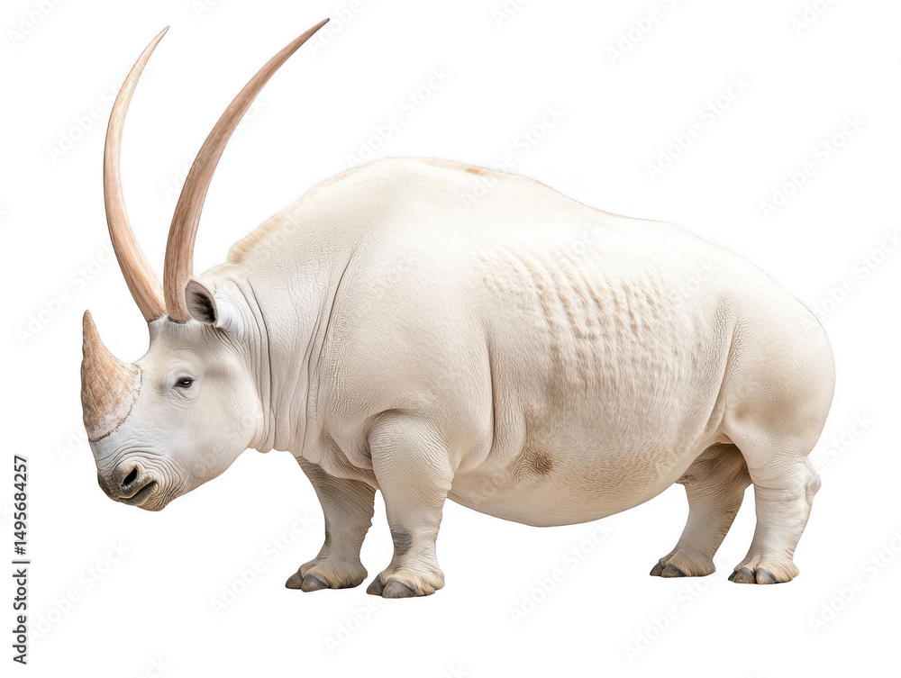 Fototapeta premium White animal with long horns, isolated background