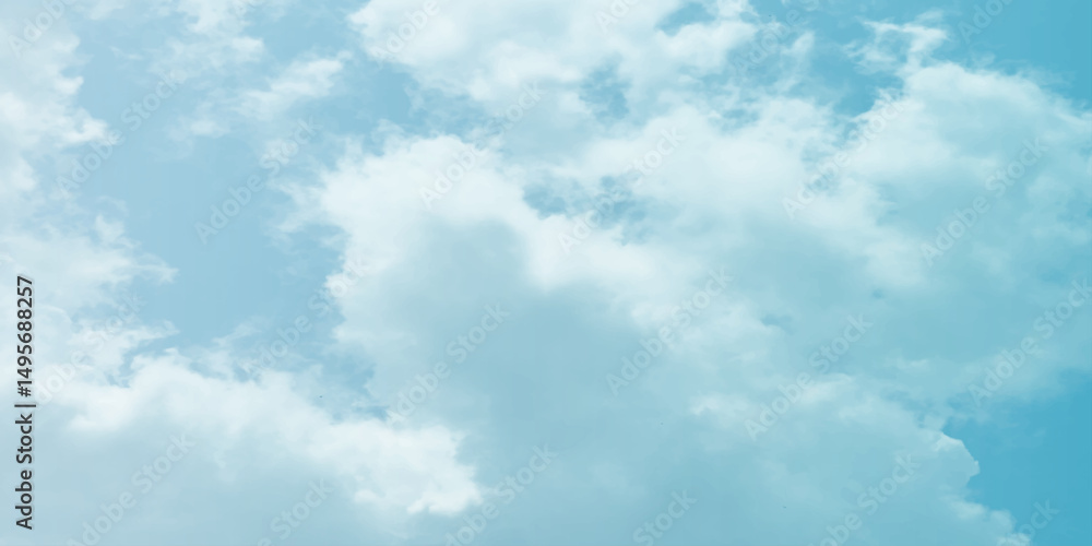 Naklejka premium sunny sky blue light watercolor background. Aquarelle painting brush effect card paper textured canvas cloudy smoke space for text, entertaining card, template. aquamarine color graphics illustration