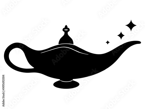 Aladdin lamp silhouette vector, aladdin lamp sign icon. silhouette of aladdin s lamp vector illustration