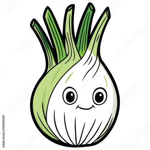 Cute Happy Fennel Plant Outline