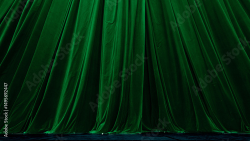 Green curtain in theatre background
