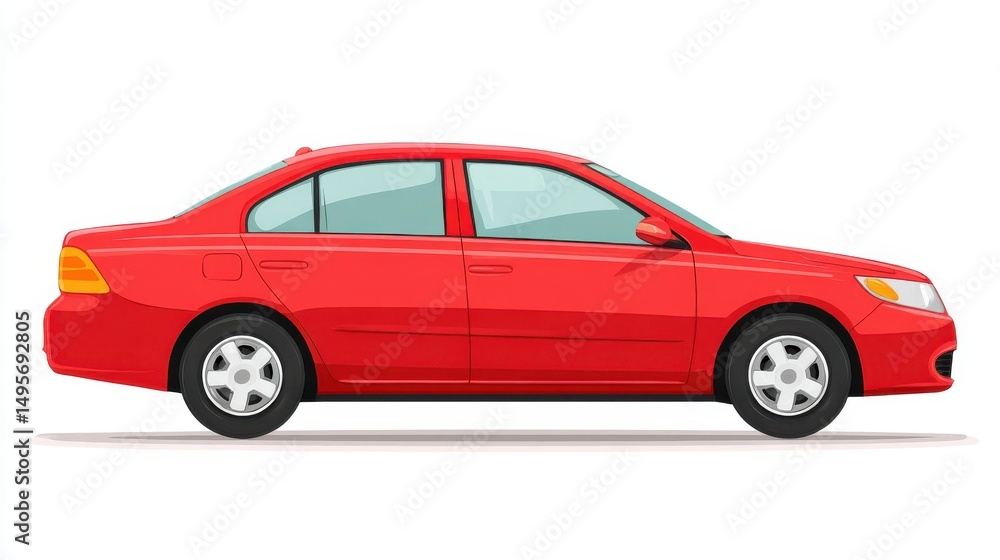 Obraz premium Flat Red Car Icon Isolated on White Background for Web or App Design Use