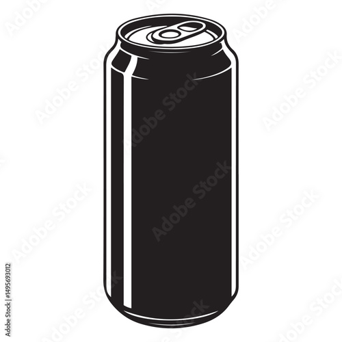 Energy drink can silhouette vector illustration. Vector black silhouette. with white background