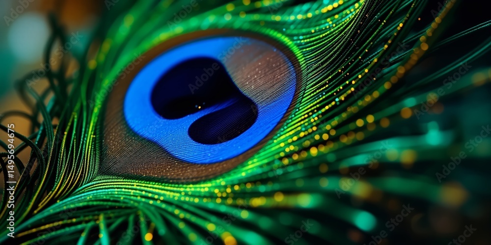 Naklejka premium Iridescent Peacock Feather, Opulent Detail