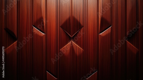 Abstract Dark Red Wood Texture with Geometric Pattern