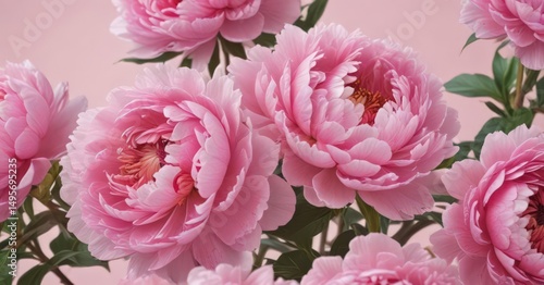 Tightly packed pink peony blossoms against a pale pink background , flowers, nature, pink flower background