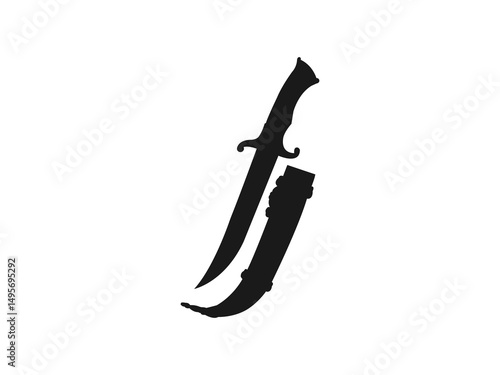 Arabic dagger silhouette. Dagger icon vector illustration. Arabic dagger silhouette vector on white background.