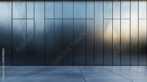 Dark Metal Panel Wall with Grey Floor - Modern Architecture Background