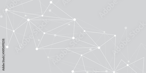 Abstract geometric background with connecting dots and lines with low poly triangle shapes. Polygonal Mesh Background Vector design digital technology concept Global network connection data structure.