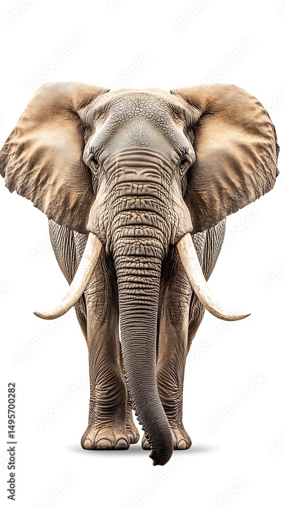 Obraz premium アフリカ象 正面 白い背景