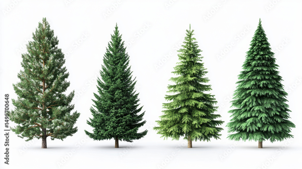 Obraz premium Set of Christmas Trees arrange isolated on white background