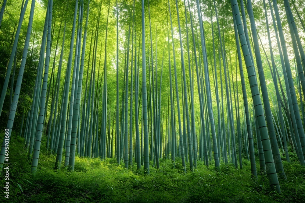 The vitality in the bamboo forest in summer is abundant The vitality in the bamboo forest in summer is abundant