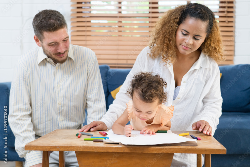 Happy parents playing with their adorable baby at home. Mom and dad looking at their baby who drawing on paper with pencil in cozy living room. Creative education. Early development
Happy parents playing with their adorable baby at home. Mom and dad looking at their baby who drawing on paper with pencil in cozy living room. Creative education. Early development