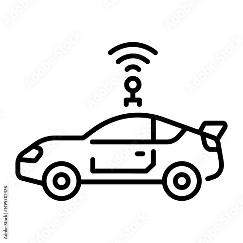 An icon of hover car in line style