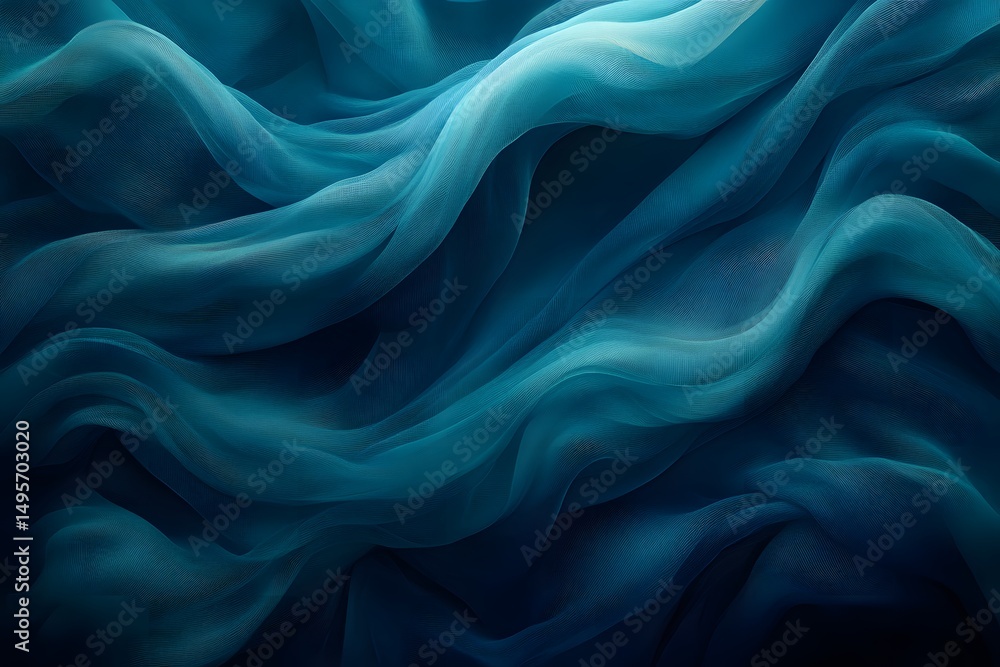 Obraz premium Abstract Flowing Blue Fabric Layers for Modern Artistic Design and Backgrounds