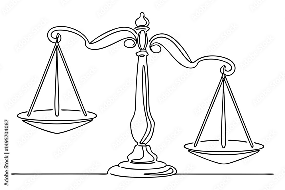 Law balance scale minimalist one line illustration Law balance scale minimalist one line illustration