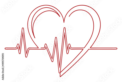 Healthcare heart pulse one line sketch with rhythm