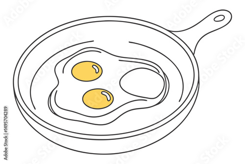 Minimal drawing of omelet in one line breakfast theme