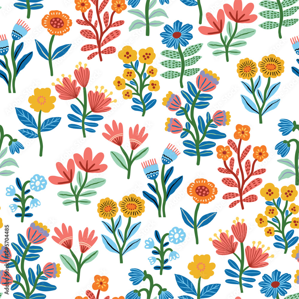 custom made wallpaper toronto digitalSeamless floral pattern with delicate hand-drawn modern flowers. Vintage pastel color palette. Ideal for fabric, wallpaper, stationery, packaging, and surface design.
