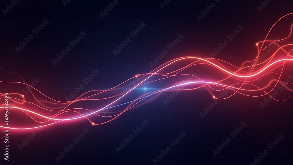 Fototapeta premium Abstract flowing neon light trails on dark background creating a dynamic effect