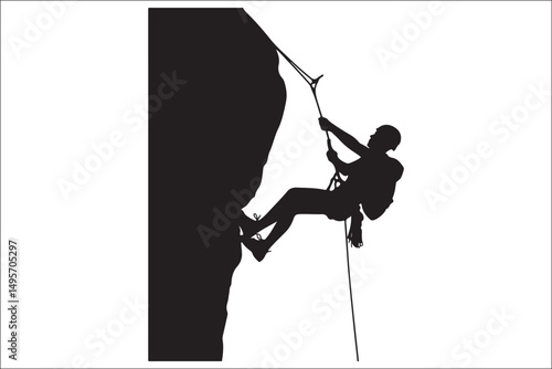 Mountain Climbing & Rappelling Silhouettes – Extreme Sports Vector Icons.